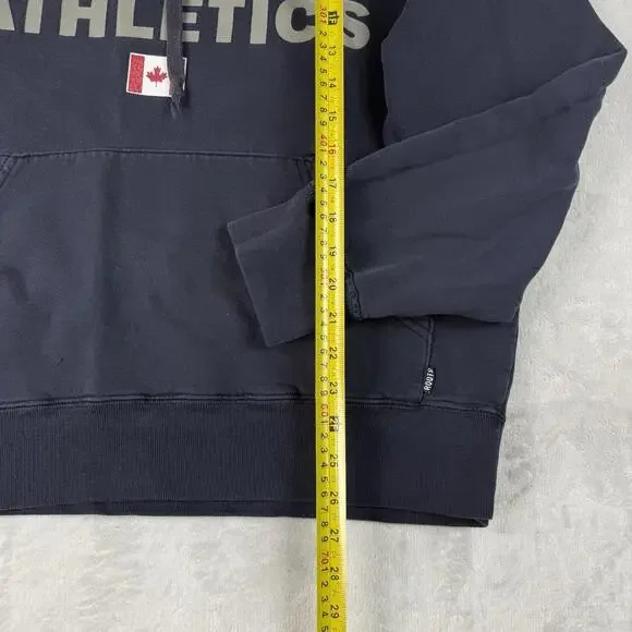 Vintage Roots Canada Hoodie Athletics Flag Logo Men Size Large Fleece Navy Y2K - Picture 5 of 9
